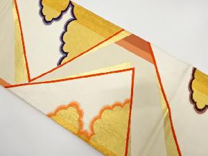 重ね色紙に雲模様織出し袋帯